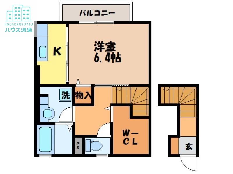 カーサデラルス A棟(1K/2階)の間取り写真