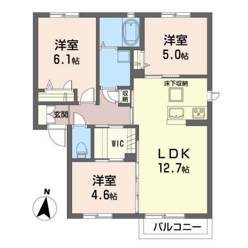 カーサ ルビーノA(3LDK/1階)の間取り写真