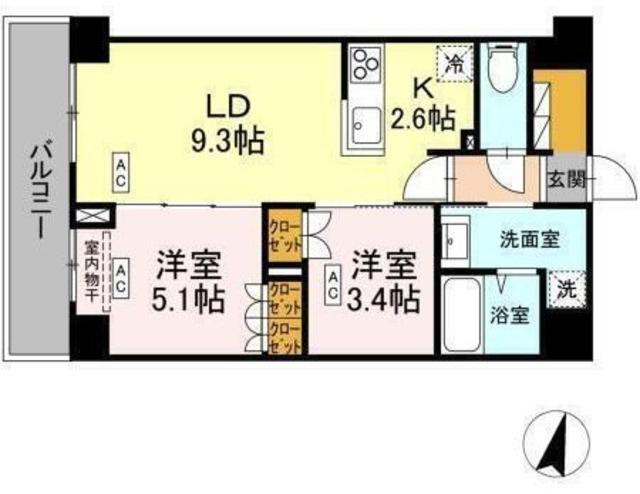 ロイジェント西新井(2LDK/5階)の間取り写真