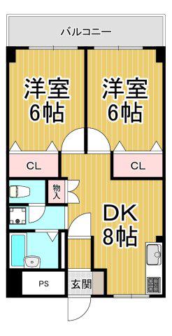 宝旭ハイツ(2DK/2階)の間取り写真