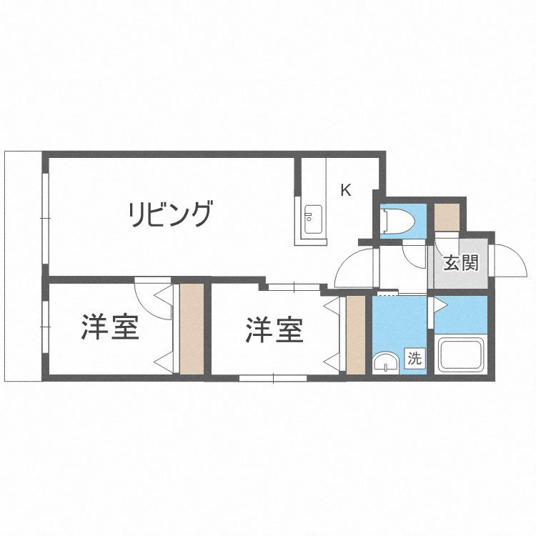 ミカーサ13(2LDK/1階)の間取り写真