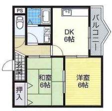 グレース北山本(2DK/2階)の間取り写真