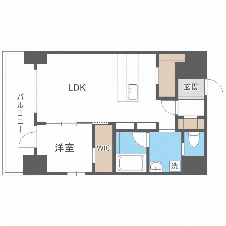 BRAVE松屋町(1LDK/7階)の間取り写真
