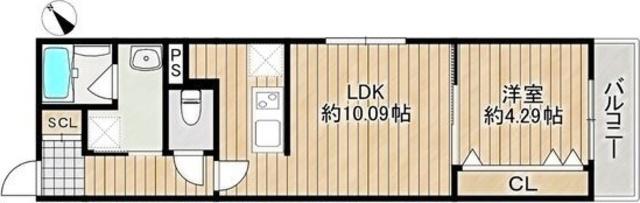 NEXRISE 日の出(1LDK/3階)の間取り写真