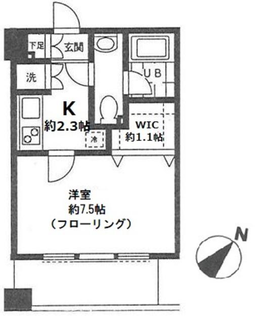 ヴィルヌーブ(1K/2階)の間取り写真
