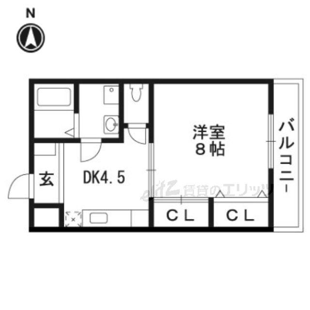 シティライフ上本町(1DK/1階)の間取り写真