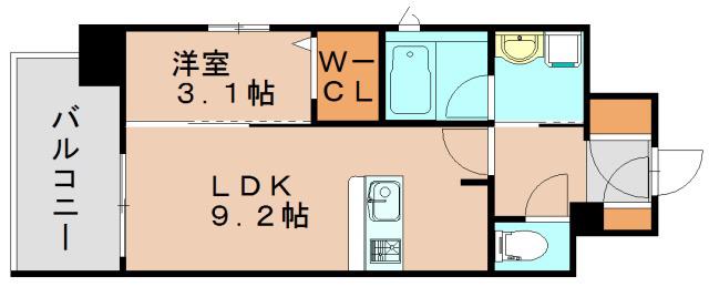 ネストピア県庁口駅前(1LDK/7階)の間取り写真