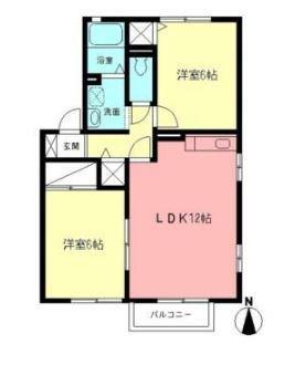 サニーフローラB(2LDK/1階)の間取り写真