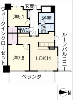 ジョイフル砂田橋CASA EST(2LDK/3階)の間取り写真