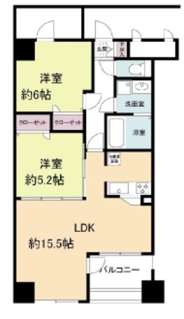 グランパーク天神C棟(2LDK/6階)の間取り写真