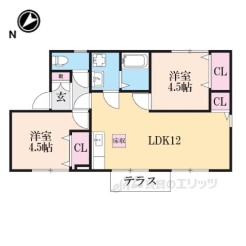 レークハイツちぼり(2LDK/1階)の間取り写真