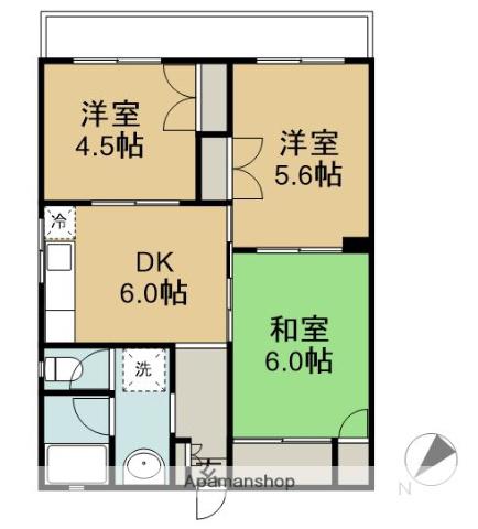 ELEGANCE REW(3DK/2階)の間取り写真