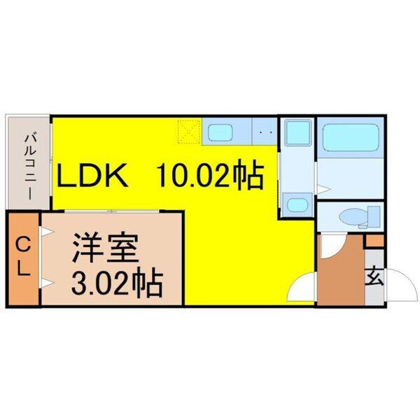 JACK UCHIDABASHII(1LDK/3階)の間取り写真
