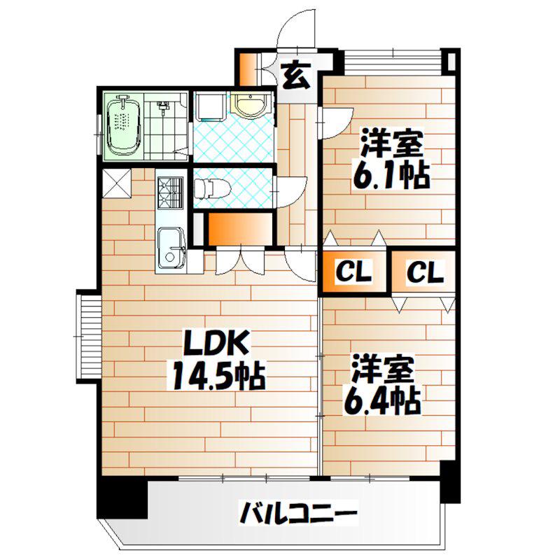 フェルト716(2LDK/7階)の間取り写真