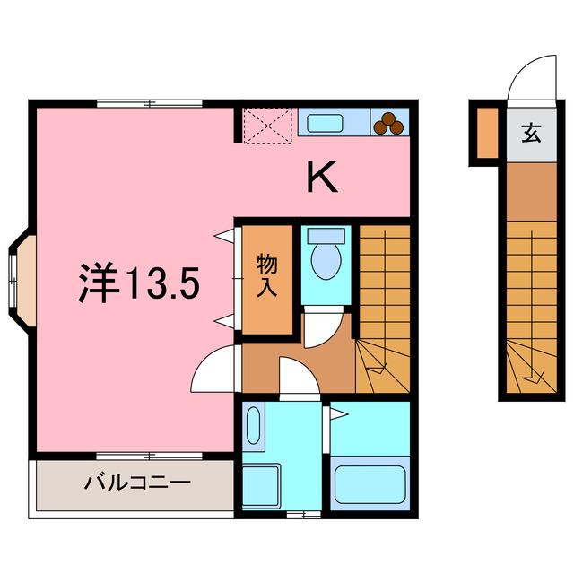 アンプルール リーブル 苗場(ワンルーム/2階)の間取り写真