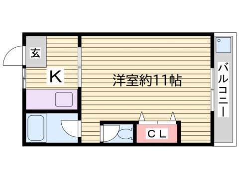 マンションカザミドリ(1K/2階)の間取り写真