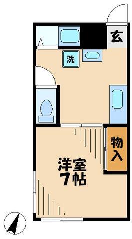 若葉ハイツ(1K/2階)の間取り写真