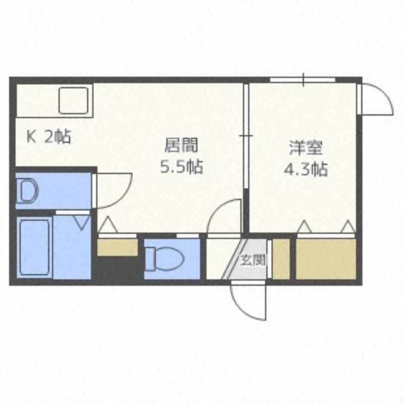 FLATS LIDO 菊水(1DK/2階)の間取り写真