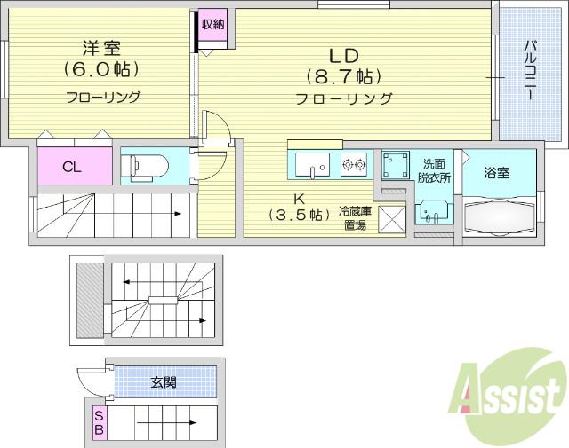 ブライトⅠ(1LDK/3階)の間取り写真
