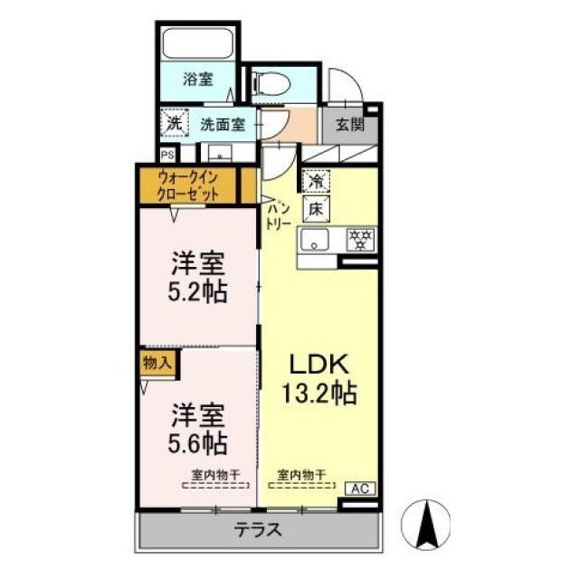 ウィステリア(2LDK/1階)の間取り写真