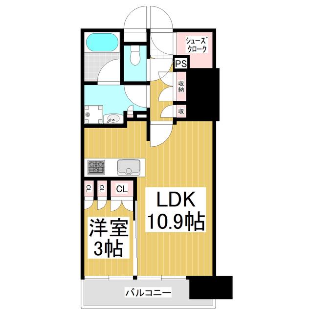 グラディス南石堂(1LDK/8階)の間取り写真