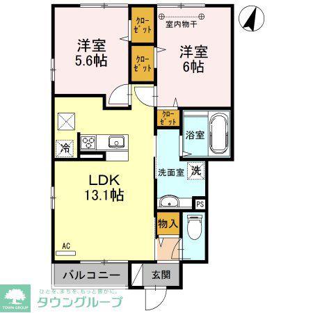ブルームーン A(2LDK/1階)の間取り写真