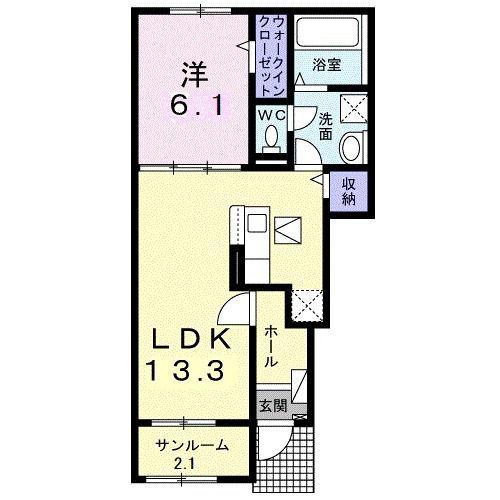 エーデルガーデンIII(1LDK/1階)の間取り写真