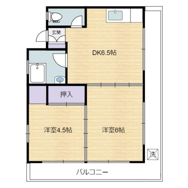 ベルクレスト本郷(2DK/1階)の間取り写真