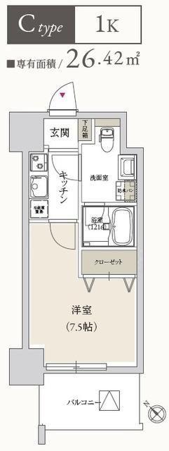プライマル月島(1K/5階)の間取り写真