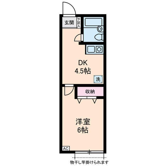 吉祥寺六番館(1DK/1階)の間取り写真