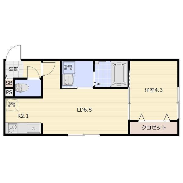 SUN SIESTA(1LDK/2階)の間取り写真
