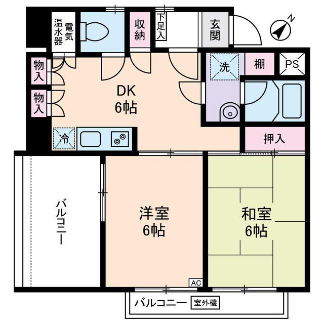 スカイスペース2(2DK/4階)の間取り写真