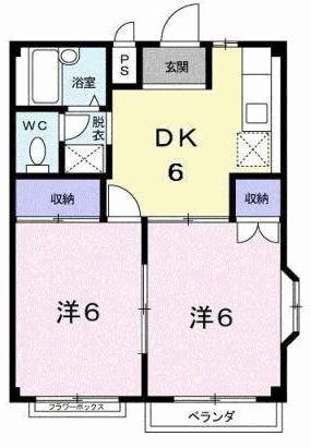 ピースフルハイツ(2DK/1階)の間取り写真