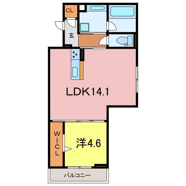 アムール・シェモア(1LDK/2階)の間取り写真