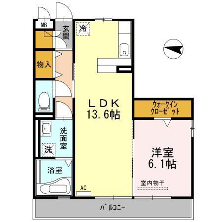 グラシューズ ヴィーブル(1LDK/2階)の間取り写真
