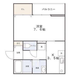 KAFU天神(1K/3階)の間取り写真