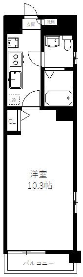 プリムヴェール四谷(1K/8階)の間取り写真