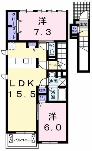 ウィステリアタウン VIII(2LDK/2階)の間取り写真