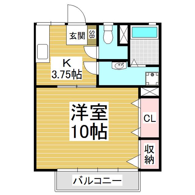 信大前青山ハイツ(1K/1階)の間取り写真