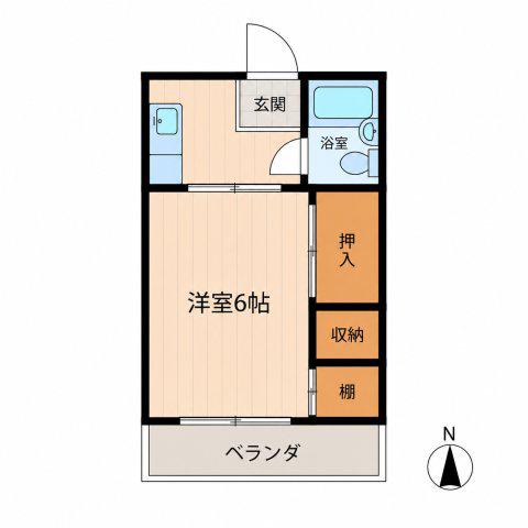古ヶ鶴コーポ(1K/3階)の間取り写真
