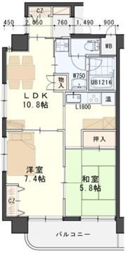 SENDAI忠怒館(2LDK/10階)の間取り写真