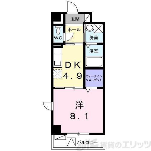 パールハイツ(1DK/2階)の間取り写真