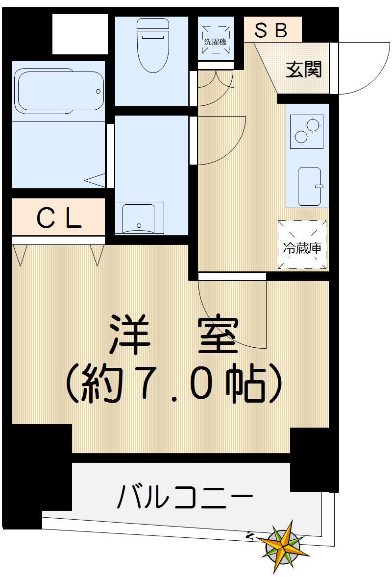 アイル文京白山(1K/13階)の間取り写真