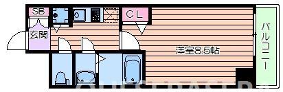 プライムアーバン御堂筋本町(1K/9階)の間取り写真