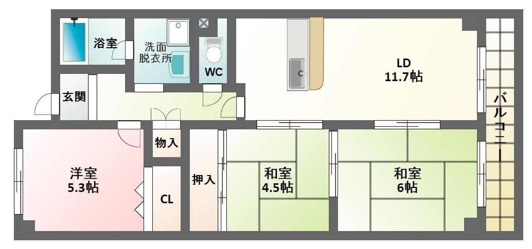 フォレスタ育和(3LDK/4階)の間取り写真