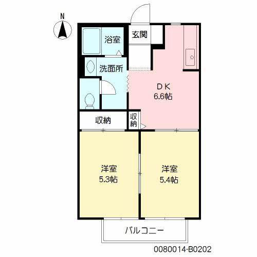 メゾンあやB(2DK/2階)の間取り写真