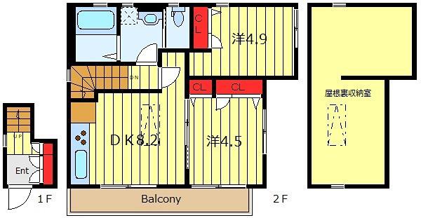 ETハウス(2DK/2階)の間取り写真