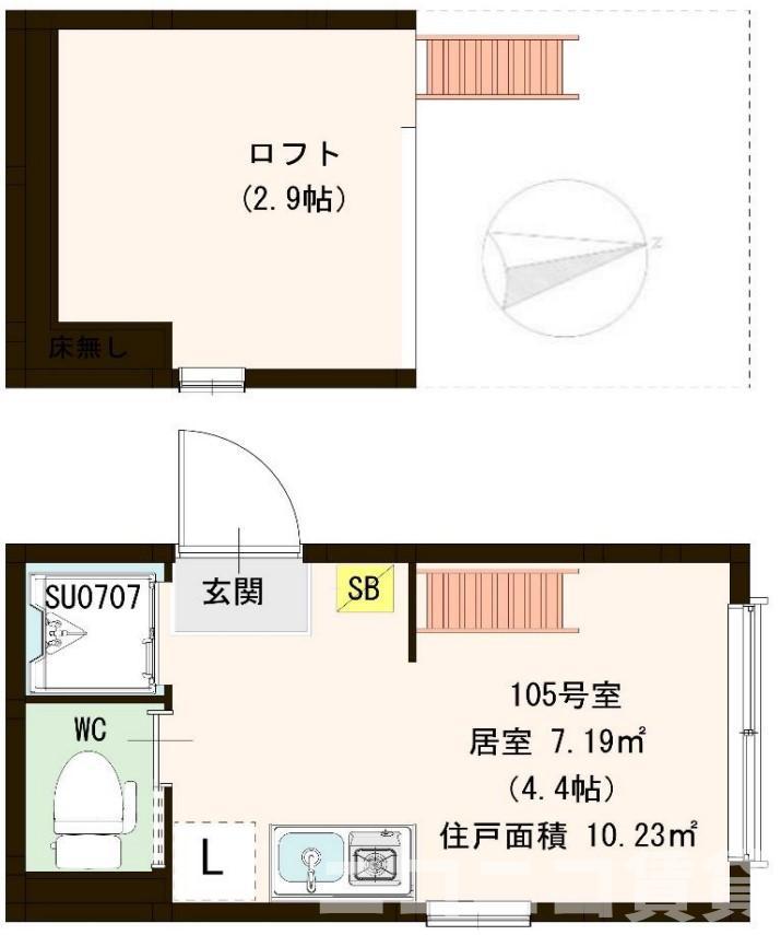 ハーモニーテラス高田馬場II(ワンルーム/2階)の間取り写真