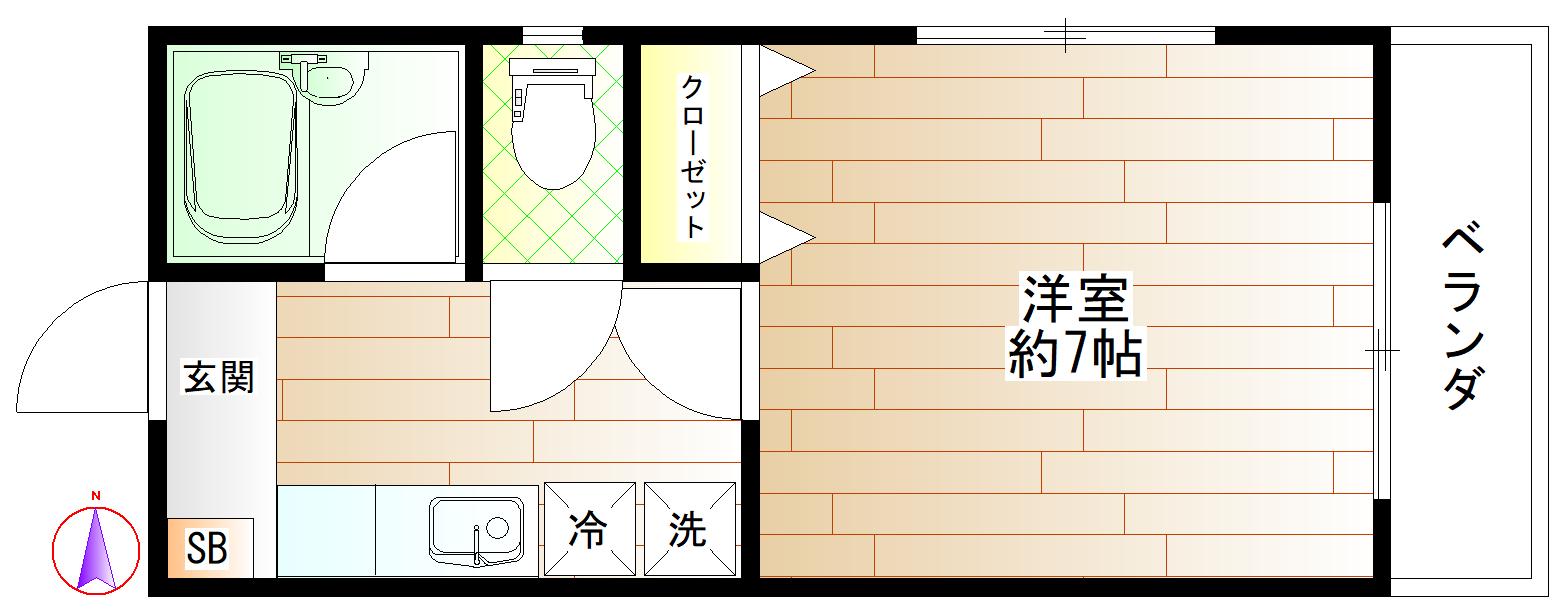 メゾンアンフィニ(1K/1階)の間取り写真