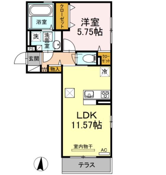 サンモリッツ(1LDK/1階)の間取り写真